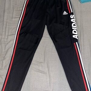 Adidas Black and Red Sweatpants Tapered Fit